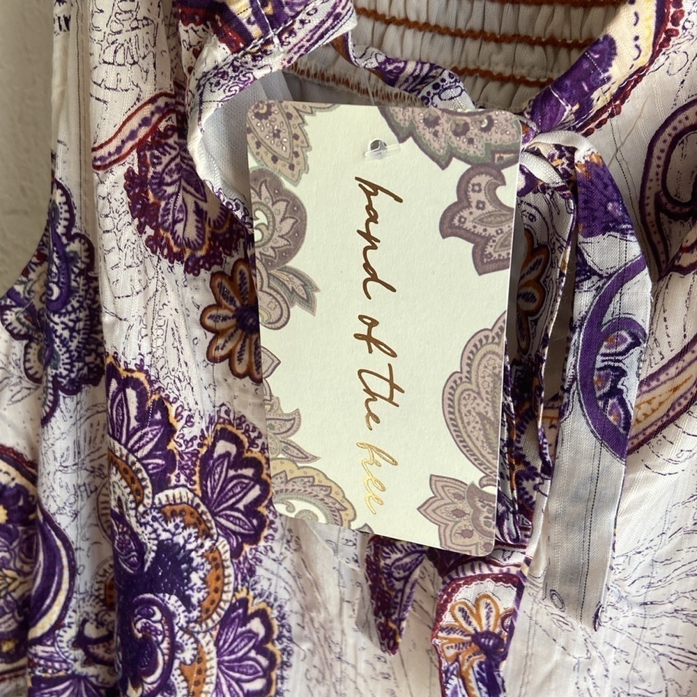 NWT Band of the Free Gypsy Flowy Purple Lightweight Paisley Tiered Maxi Dress M - Picture 6 of 13